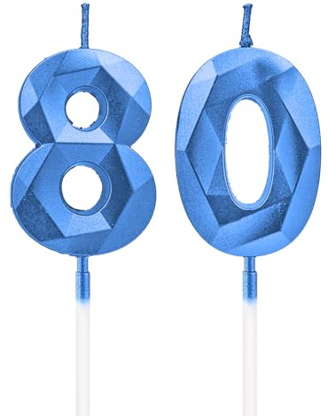 DTXLX Sapphire Number 80 Birthday Candles Cake Decoration | 80th, Blue, Happy, Toppers, for, Parties, Weddings, Company, Anniversaries