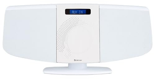 Denver Bluetooth DAB+ CD Player HiFi with Motorised CD Door | Stereo Speakers, Wall Mountable, Mains Powered, LED Display, Remote Control, FM, USB, AUX IN & MP3 MDA-320