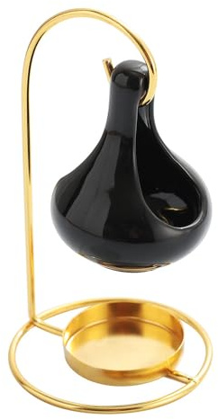 Keramik Duftöl-Brenner, Hexenkessel Design, Ölverdämpfer für ätherische Öle, mit Teelicht-Halter, Halloween Deko (Gold 2)