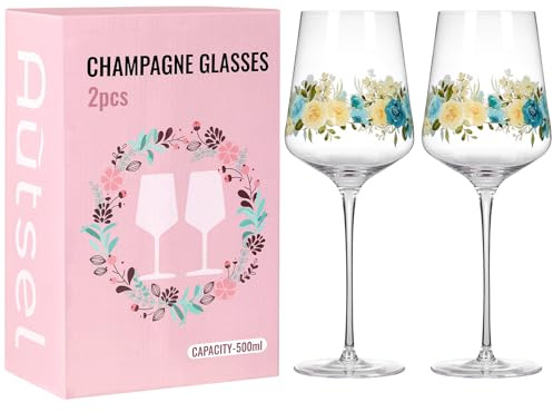 Autsel Wine Glasses Set of 2, 500ml Crystal Red&White Wine Glasses, Friendship Gift for Women, Personalised Birthday Special Friend Leaving Gifts