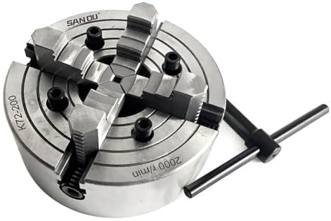 TBGCXJSV Mandrino per tornio Indipendente a 4 Griffe, 200 mm, 8 #K72-200, Accessori per tornio reversibili, in Ferro Argentato, per fresatrici/Trapani/rettificatrici
