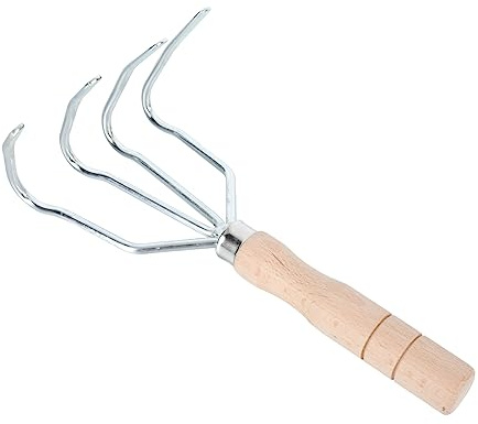 Toyvian Gartenrechen Mit Holzgriff Bodenlockerungsrechen Vierklauenrechen Für Effizientes Lockern Und Verteilen Von Erde Grabrechen Gartenhandwerkzeug