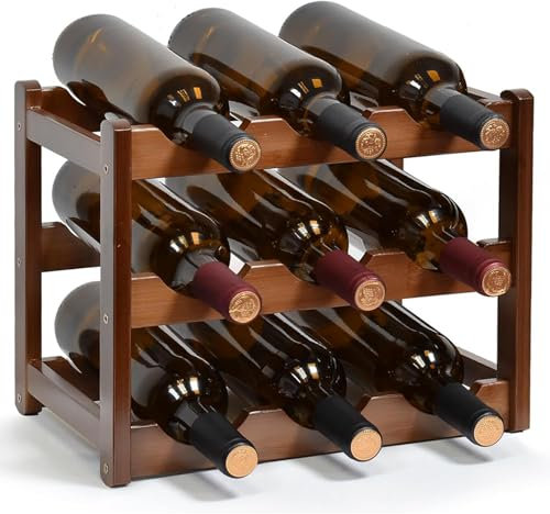 Étagère à vin en bois pour 3 bouteilles, étagère à vin à 9 niveaux, nizer de bouteilles de cuisine et garde-manger, rangement élégant pour la maison pour cave à vin, design peu encombrant