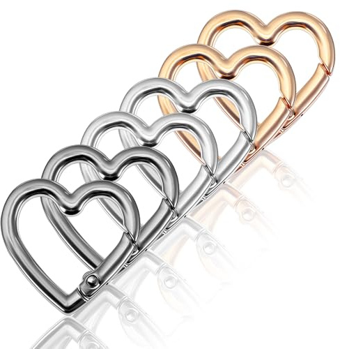 Tyqour 6 Stück Karabiner Schlüsselanhänger Herzförmige Karabiner Herz Karabinerhaken Klein 30mm Herzform Rucksackschnallen Klein Carabiner Aluminium KarabinerClip für Camping Angeln Wandern