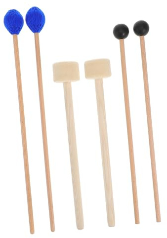 AKOOSY 6 Stück Teiliges Holz Drum Mallet mit Filzkopf Ergonomisch Geformte Percussion Schlägel für Snare Bass und Xylophon Langlebig Vielseitig für Übung Performance und Musiklernen