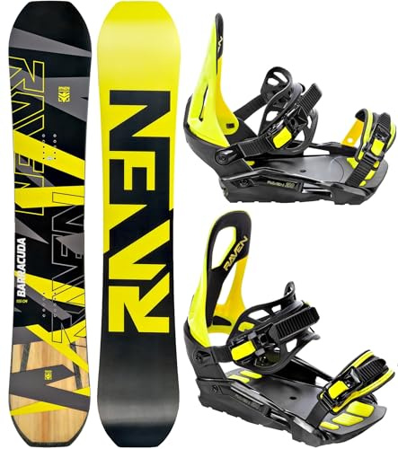 Raven Set de Snowboard: Tabla de Snowboard Barracuda Carbon Lime + Fijaciones s230 Lime (150 cm + Fijaciones s230 Lime M/L)