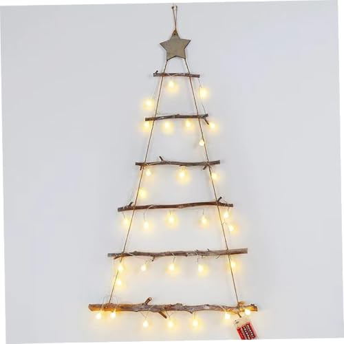 Decoración de pared navideña, árbol de Navidad colgante de madera de 7 niveles con adorno de estrella para decoración personalizada, árbol de Navidad, ventana, decoraciones de 39x21 pulgadas