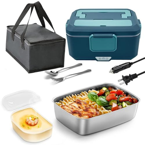 Boîte À Lunch Chauffante, Chauffe-plat for Voiture, Boîte À Lunch Chauffante 2,5 L for Hommes, Chauffe-plat Portable for Voiture/camion/bureau, 12 V/24 V/110 V/220 V(Green)