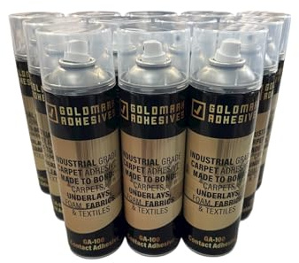 Smartdec Goldmark Industrial Contact Spray Adhesive for Carpets, Foam, Fabrics, Wood, Metal, Glass, Plastics (12)