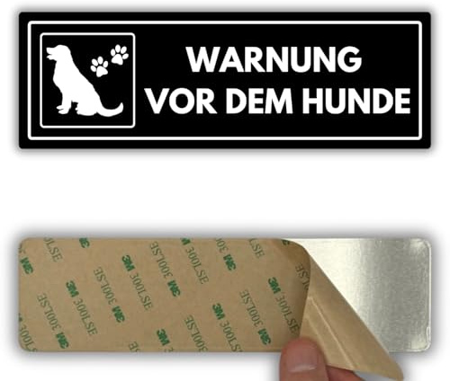 LEIASA | Türschild Vorsicht Hund - 7,5x23 cm - Acryl - Achtung vor dem Hund | Warnschild Hund Bellt, Aufkleber Hundegefahr, Hinweisschild Hundebesitzer, Plakette Hundezone Freilauf Gefahr Wachsam