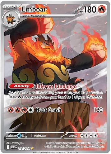 Emboar 098/086 Illustration Rare Pokemon Card | White Flare Set | Pokemon Scarlet & Violet Series | Titan Authenticated