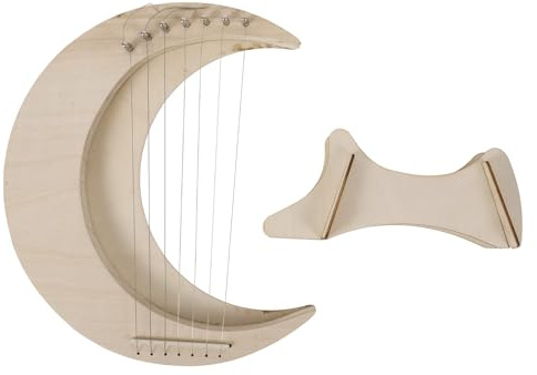 LOLIPPYY Holz Handharfe Lyra 7-saitige Kleine Harfe für Anfänger Tragbare Saitenleierharfe mit Sockel und Plektren Akustisches Musikinstrument für Musiklernen und Geschenk
