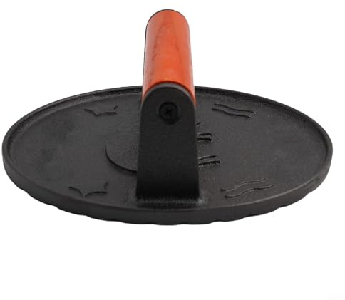 Gettimore Cast Iron Burger Press, 7-inch Diameter with Stay-cool Wood Handle for Grilling Patties Panini