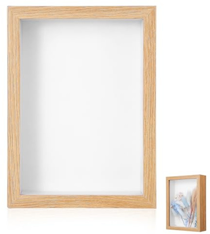 ARTSEWPLY 3D Holz Blumenrahmen 7 Zoll 127X178 cm mit Acrylglas Trockenblumen Vitrine zum Aufhängen und Aufstellen Natürliche Maserung Langlebige Schattenvitrine