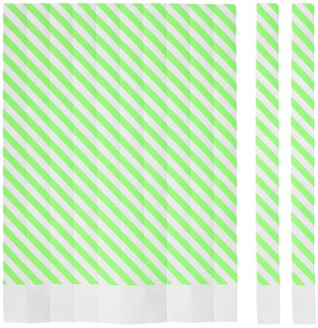 FONDOTIN 100Pcs Disposable Paper Wristbands for Festival and Concert Entry Green Striped Party Wristbands for Event Access Control Lightweight and Decorative for Playground and Party Use