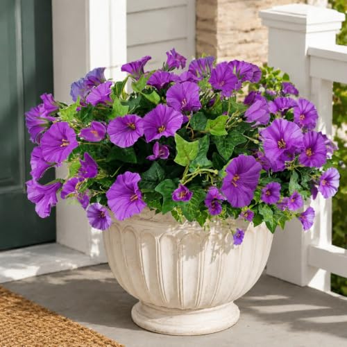 Aisamco 6 Mazzetti Ipomea Seta UV Resistente | Fiori artificiali, Casa vaso, Portico patio, Interno esterno, Balcone, Viola