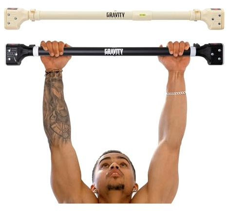 Gravity Fitness Pull-up stång för dörröppning – justerbar chin-up-stång (72 cm – 95 cm) Ingen skruv installation – justerbar pull up-stång för överkroppsträning, styrketräning hemma gym