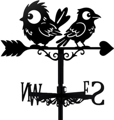 TNKBREEZE Tier Wetterfahne Schwarz Metall Windfahnen Eisen Tier Windrichtungsgeber für Garten Bauernhaus Hühnerstall Schuppen im Freien Windmessgerät Wetterfahnen Niedlicher Cartoon Vogel