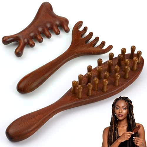 lot de 3 Massage tête cuir chevelu, peigne massage cuir chevelu en bois,masseur de tête et scalp massager,peigne de massage à la main, brosse massage cheveux pour massage crânien,accessoire head relax