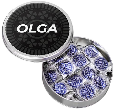 Made In Gift | Lata de Galletas Personalizada para Profesores – Regalo Fin de Curso con Nombre y Mensaje – Caja con Galletas de Mantequilla para Maestros y Seños (Oreo)