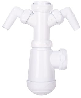 Cofan Sifón de Botella con 2 Tomas Auxiliares para Fregadero, Salida Horizontal Ø32-40 mm y Racor 1 1/2, Sifón Extensible