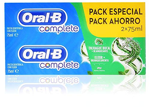 Oral-B Complete Protege & Limpia Pasta De Dientes, Pack Ahorro 2x75 ml, Dentífrico Antiplaca, Limpieza Profunda, Aliento Fresco, Sabor A Menta Fresca