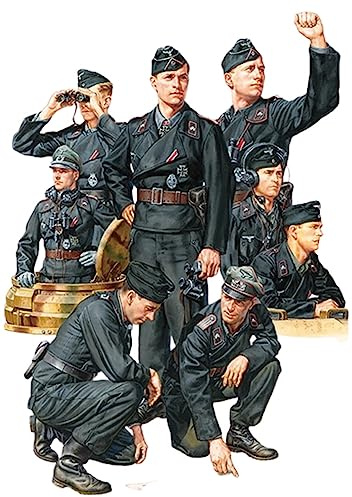 Tamiya 35354 1:35 Figuren-Set Deutsche Panzer Besatzung (4+4), Modellbausatz,Plastikbausatz, Bausatz zum Zusammenbauen, detaillierte Nachbildung, Schwarz