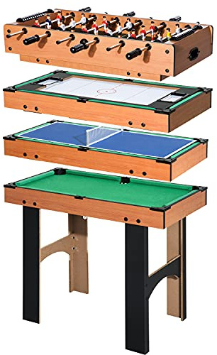 HOMCOM Table Multi Jeux 4 en 1 Babyfoot Accessoires en Bois 87 x 43 x 73 cm