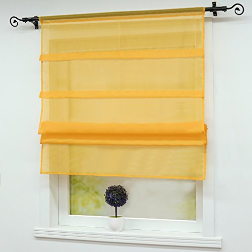 Joyswahl Scheibengardine Voile Bistrogardinen mit Tunnelzug Oonagh Bändchenrollo BxH 60x140cm Gelb 1er Pack