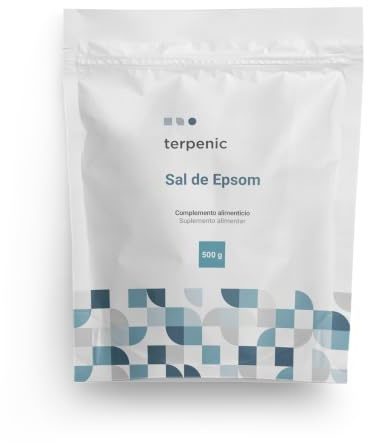 TERPENIC - Sal de Epsom (Sulfato de Magnesio) - 500 g - Uso oral - Formato equilibrado y versátil para un uso cómodo y continuado
