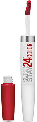 Maybelline New York SuperStay 24 2-Step Long Lasting Liquid Lipstick & Lip Balm, Long Wear Makeup, High-Impact Lip Color with Microflex Technology, Satin Finish, Optic Ruby