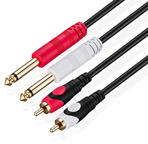 Youii Dual 1/4 inch to Dual RCA Audio Cable Male 6.35mm 1/4 Phono Mono to RCA Connector Wire Cord Plug Jack 3m