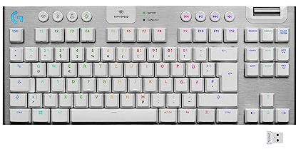 Logitech G 915 LIGHTSPEED TKL Wireless Mechanical Gaming Keyboard without Numeric Keypad Tactile GL Key Switch with Flat Profile Ultra Slim Design White QWERTZ Layout