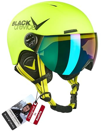 Black Crevice Kinder Visierhelm Leogang, neon gelb, 52-54 cm…