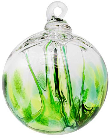 Luke Adams Glass Mini-Glasbaum des Lebens, 7,6 cm, handgefertigt, zum Aufhängen, Gartenkugel, für drinnen und draußen, Adventuringrün