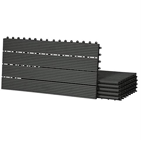 Laneetal Set di 12 Pavimento per Esterno, Pavimento WPC Incastro, per Giardino, Patio, Terrazza, Balcone, Pavimentazione Esterna 30x60 cm, Antracite