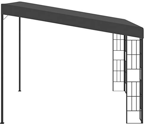 Tidyard Wand-Pavillon Anbaupavillon Sonnenschutz Pergola Gartenpavillon Terrassendach Überdachung Gartenzelt Partyzelt 3 x 3 m Anthrazit Stoff und Stahl