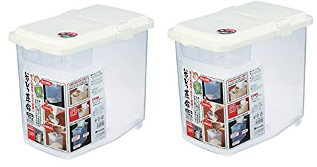 JapanBargain 1826, Set of 2 Large Japanese Kitchen Pantry Storage Containers Kome Bitsu Rice Storage Container 22 lbs, Made in Japan