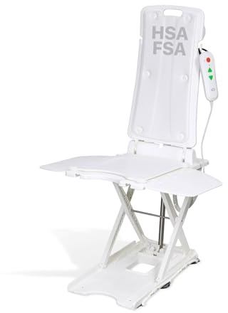 SolutionBased BathLyft (& Floor Lift) | 1 Year Warranty | Floor Lift & Chair Lift | Lightweight, Battery-Operated w Remote | Reclining 53° Support | for Seniors & Disabled | FSA HSA Eligible (White)