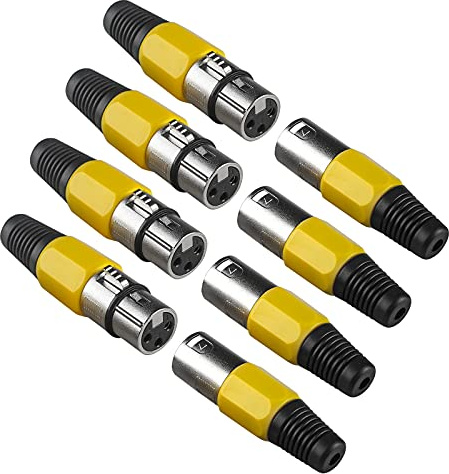 wecan 4Pack Xlr zu Xlr Stecker 3 Polig Xlr Kanonenkopf, Dmx Stecker Xlr Buchse Cannon Nl4fc Dmx Terminal Connector, Xlr Stecker zum Löten Male und Female Kupplung Mikrofon Stecker Xlr Adapter