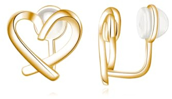 Reffeer 925 Sterling Silber Liebes-Herz-Ohrringe, Ohrclips, kein Piercing, Manschettenohrringe für Frauen, Herz-Ohrringe