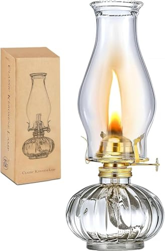 Oil Lamp Glass Kerosene (Large), Kerosene Oil Lantern for Rustic Decor Style, Hurricane Lamp, Oil Lamps for Indoor Use Decor Lighting, Lantern Lamp.