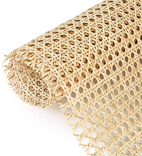 14 Width x 3.3 Feet Cane Rattan Webbing Roll for Caning Projects, Cane Webbing Sheet, Natural Pre-Woven Open Mesh Caning for Furniture Chair Cabinet Ceiling Bed Door