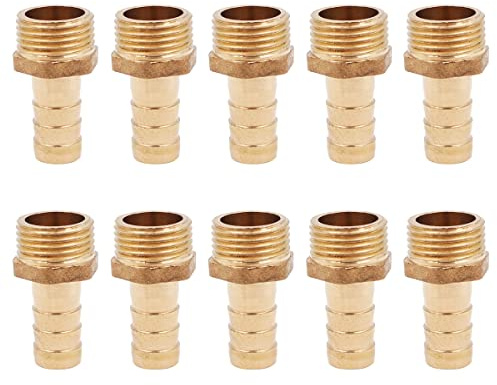 10 Stück Schlauchschlauch Wasserhahn Anschluss Messing Schlauchdüse Verbinder Schlauchverschraubung Stecker Adapter für Teich Pool Schlauch Rohradapter -3/8 10 mm