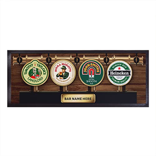 Bar Runner Home Bar | Pub Inspired - Beer Pumps Bar Runner | 58cm x 22cm Rubber Beer Mat | Non Slip Bar Accessory | Home Bar | Garden Bar | Cocktail Party | Pub Accessory | Man Cave