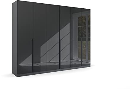 Rauch Möbel Quadra-Spin MODERN, Schrank, Farbe Glas Basalt/Grau metallic, Breite 271 cm
