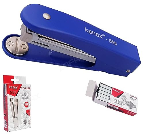 Z555 Metal Half Strip Stapler, Blue Body + 1000 Staples, 30 Sheets Stapling, Tacking, Reload Indicator, 24/6 – 26/6 Staples, iZOFAX Black Ball Pen