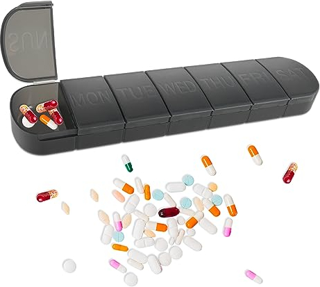 Sibba Tablettenbox 7 Tage Pillendose Großen Fächern Wochenbox Tablettendose 7 Fächer für Medikamente Aufzubewahren Medikamentenbox Pillenbox Organizer