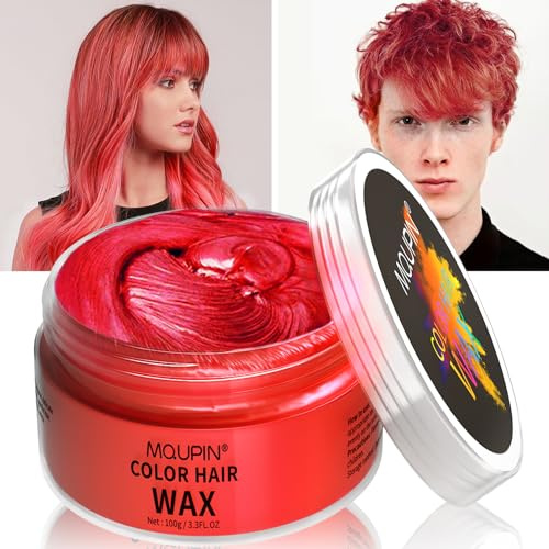 MQUPIN Temporary Hair Dye Wash In Wash Out Hair Colour Wax, Coloured Hair Wax Kids Instant Styling, Natural Hair Colour Pomade Washable Easily for Men, Women, Party, Cosplay, Halloween, Christmas