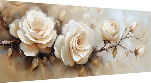 Qiaoqoo Blume Diamond Painting xxl 225x90cm, 5D DIY Diamant Painting Bilder Rose Diamand Painting Kinder mit Diamond-Painting Zubehör, Groß Diamant kunst Basteln Erwachsene, Home Décor Malerei